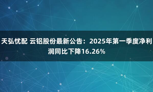 天弘忧配 云铝股份最新公告：2025年第一季度净利润同比下降16.26%